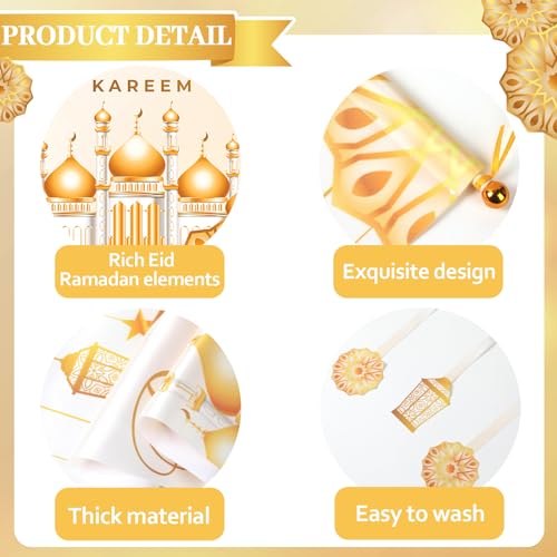 Eid Mubarak Ramadan Decoração de porta suspensa para casa ao ar livre - Lanterna de lua dourada bran