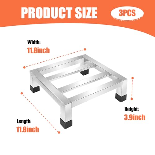 Wibeelee 3 Packs Dunnage Rack 11.8 * 11.8 * 3.9 Inch Stainless Steel Dunnage Racks Assembly-Free Food Service Storage Racks Floor Rack for Storage in Restaurants, Kitchens, Garages by Wibeelee - Image 2