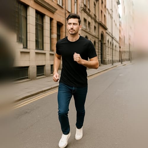 Mens Crew Neck Short Sleeve Cotton Tall Tshirts Casual Summer Lightweight T Shirt4