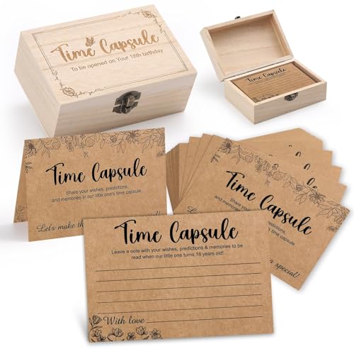 Baby Time Capsule Box 1st Birthday Keepsake Box First Birthday Party Favors Supplies Baby Shower Activities for 50 Guests Time Capsule Cards Party Games Open On Your 18th Memories Gifts for Babies