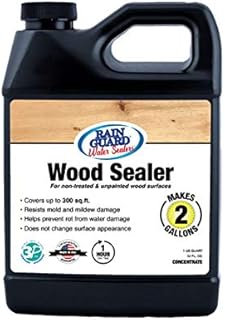 Rain Guard Water Sealers - Wood Sealer - Penetrating Water Repellent Protection for All Porous Wood Surfaces - Water-Based Silane/Siloxane Sealant - Clear Natural Finish - Concentrate Makes 2 Gal