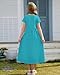 Girl's Summer Short Sleeve Loose Dress Casual Kids Crewneck Empire Waist Long Maxi Dresses with Pockets 2026 New Lake Green XS