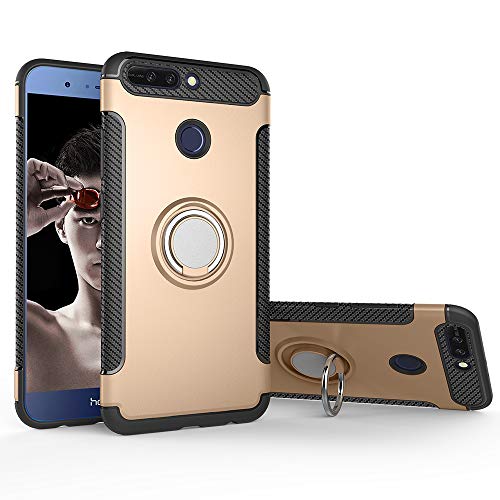 Case for Huawei Mate SE BND-L34 / Huawei Honor 7X BND-L21 BND-L24 / Honor Changwan 7X BND-AL10 BND-TL10 Case Cover + 360 Degree Rotating Ring Holder Kickstand Gold