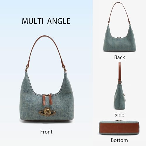 Bolso mini bandolera de mezclilla para mujer azul miniatura 5