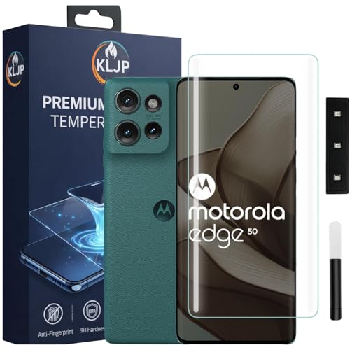 Image of Premium UV Tempered Glass Screen Protector For Moto Edge 50 (Pack of 1) Full UV Curved Screen Protector Case Friendly HD Clarity with installation kit