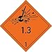 Aufkleber Explosive Stoffe u. Gegenst. mit Explosivstoff Ukl. 1.3, Folie, 10x10 cm, 1 Stück