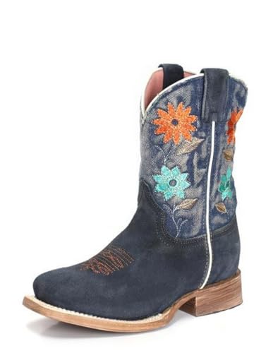 Roper Girls Flower Power (Toddler/Little Kid) Western Boot, Blue, 3