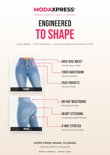 Image of Moda Xpress Women's Butt Lifting High Waisted Bootcut Jeans - Stretchy, Comfortable Flare Jeans in Junior Size Vintage Style