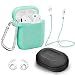 Airpods Accessories Set, Filoto Airpods Silicone Case Cover with Keychain/Strap/Earhooks/Waterproof Accessories Storage Travel Box for Apple Airpod (Mint Green)