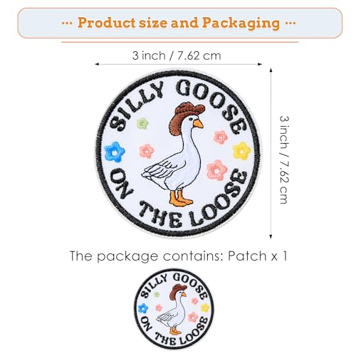 Funny Goose on The Loose Patch, Embroidered Meme Iron on Patches, Cute Animal Morale Patch for Backpacks, Dog Harnesses, Army Vests, Hats, Helmets, Gym Bags