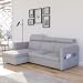 GREKPOL Sofa mit Schlaffunktion 160x220 - Hellgrau Sofa Cord - Ecksofa mit Schlaffunktion und Bettkasten - Schlafsofa mit Bettkasten
