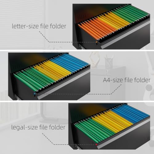 Image of Guizeeopo Metal File Cabinet with Lock, Vertical 3 Drawer File Cabinets for Home Office, Heavy Duty Office Storage Cabinet for A4 /Letter /Legal Size, Assembly Required(Black)