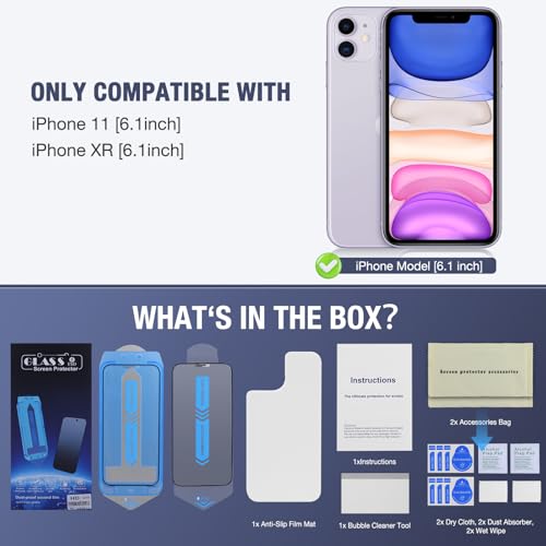 Image of 2-Pack Matte Screen Protector for iPhone 11 and iPhone XR 6.1-inch,9H Tempered Glass, Full Coverage, Anti-Fingerprint, Auto Dust-Elimination, No Bubble, Easy Installation