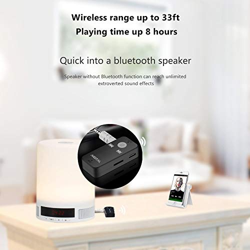 Bluetooth Receiver for Handsfree Calls, Aigital Portable Bluetooth Car Kit Audio Receiver Adapter Wireless Music Player System, Easy Operation and Connection, TF Card Play Supported 【 Upgraded Chip 】