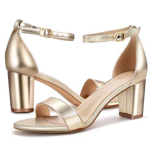 Image of PARTY Women's Chunky Block Heels Open Toe Ankle Strap 3 Inch Heeled Sandals Comfortable for Wedding and Prom
