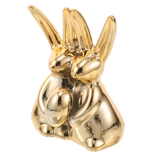 JEWEDECO Soporte De Joyería De Conejo De Cerámica Mini Adornos Escultura De Conejo Figuras De Dúo De Conejitos Figuras De Conejo De Pascua Estatuas De Parejas De Animales Decoraciones De