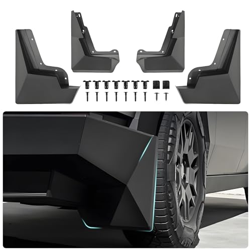 Image of 2025 Cybertruck Mud Flaps Splash Fender Original Cyber Truck Splash Guards Tesla Cybertruck Mud Flaps Rubber No Drilling ABS Material Cybertruck Accessorie 2024 2025