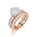 Produktbild Italina Damen Solitärring Ehering Verlobungsring Bridal Set Ring aus 2 Ringe separat oder zusammen getragen Funkenden Zirkonia Steine Statement-Ring roségold plattiert 18.7mm
