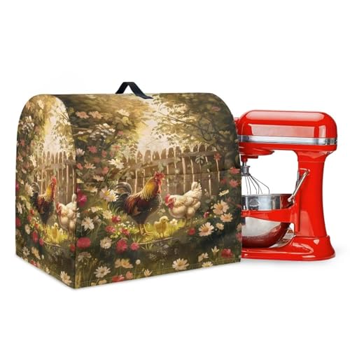 Yatixapu Mixer Covers for Stand Mixer Compatible with 4.5-5 Quart Stand Mixer, Chickens Dust Cover with Pockets and Handle, Kitchen Mixer Accessories Fits for All Tilt Head and Bowl Lift
