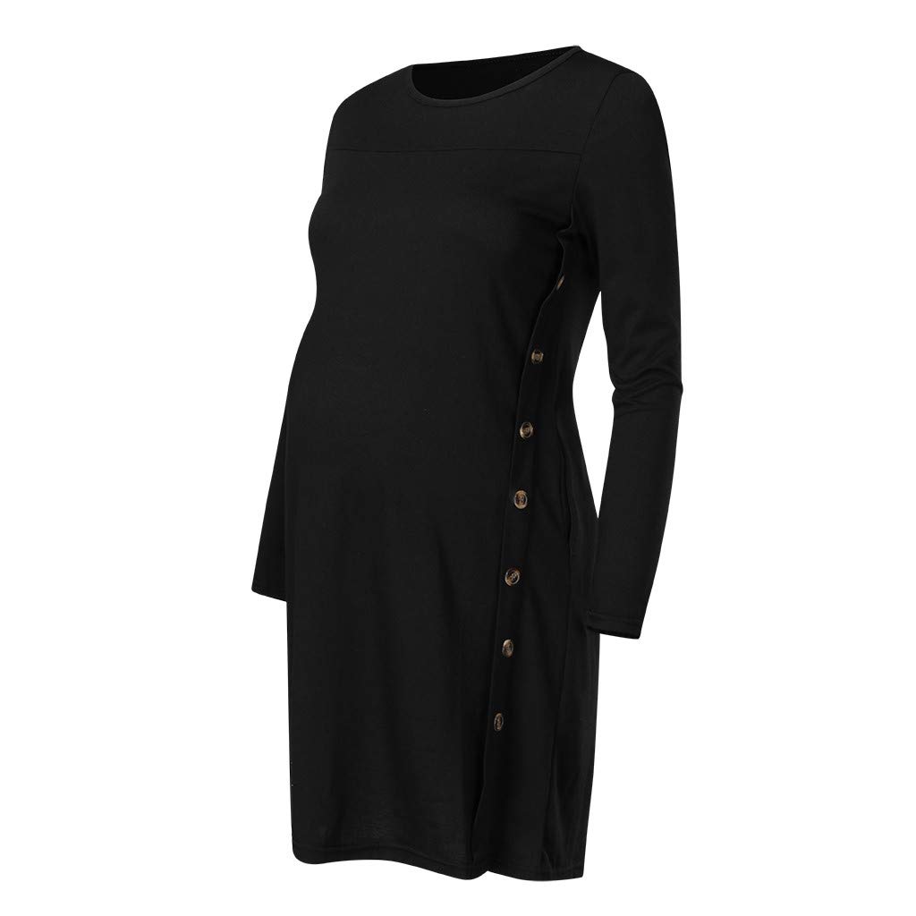 Langarm-Tops für Damen, Schwangerschaft, lange Ärmel, einfarbig, Bluse, Knopf, Herbst, Winter