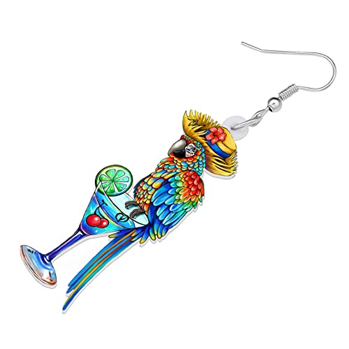 Bonsny Acrylic Drop Dangle Sweet Parrot Bird Earrings Jewelry For Women Gift Charms accessories Original Design3