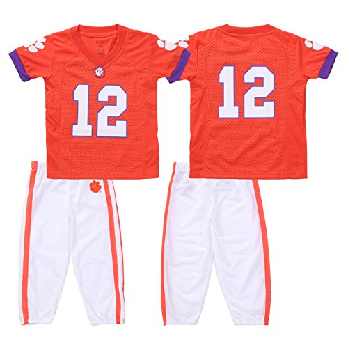 FAST ASLEEP NCAA Clemson Tigers Boys Toddler/Junior Football Uniform Pajamas, Size 7T, Orange/White