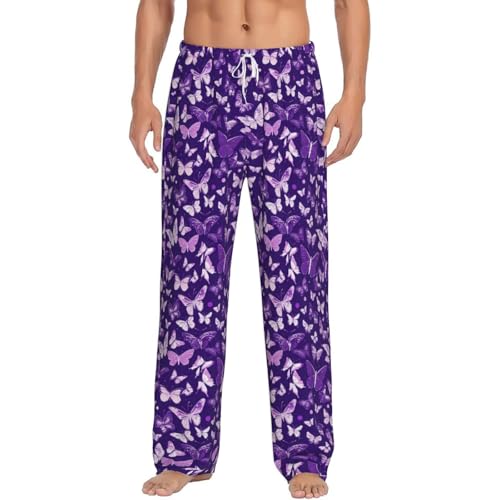 Pantalon de pyjama homme imprimé floral chic en tissu premium violet et ultra doux