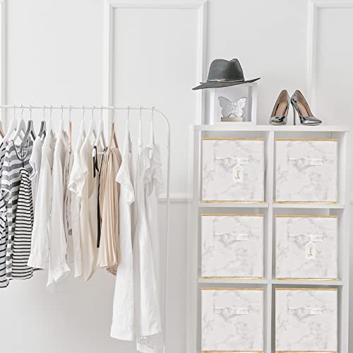 Damahome Storage Cubes Organizer Bins - 11 Inch Foldable Bins, Fabric Dual Handles Box, Closet Shelf Baskets, Nursery For Home&Office 6-Pack (Marble) #TOP4