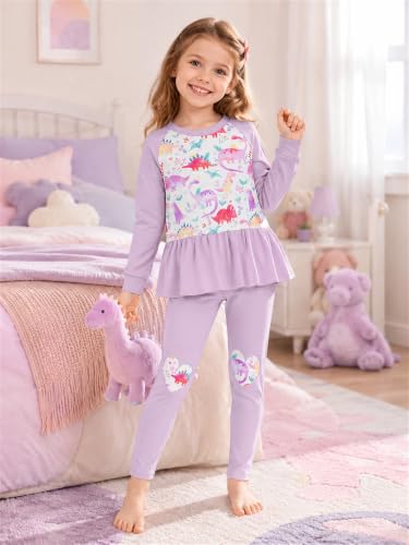 Image of Little Girls Clothes Sets - Cute Sweatshirts Top Shirt & Leggings 2 Piece Kids Fall Winter Outfits Toddler Clothing