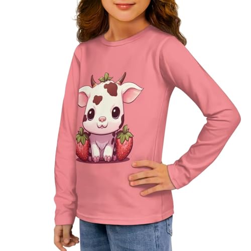 Image of Girls Long Sleeve T Shirt Cute Cartoon Crewneck Shirt for Kids 3-16Y Fall Winter Clothes