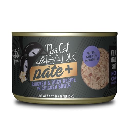 Image of Tiki Cat After Dark Pate+ Wet Cat Food, Chicken & Duck, 5.5 oz. Cans (Pack of 8)