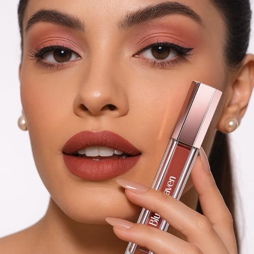 Image of Blue Heaven Roseate Lip Cream | Light Weight Mousse Texture | Hydrating & Plumping Liquid Lipstick for women | Enriched with Peptides, Hyaluronic Acid & Cocoa Butter | Classic Brown | 3.5ml
