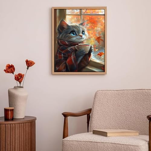 Peinture Diamant Chat 70x100cm pour Éviter le Stress et Décorer