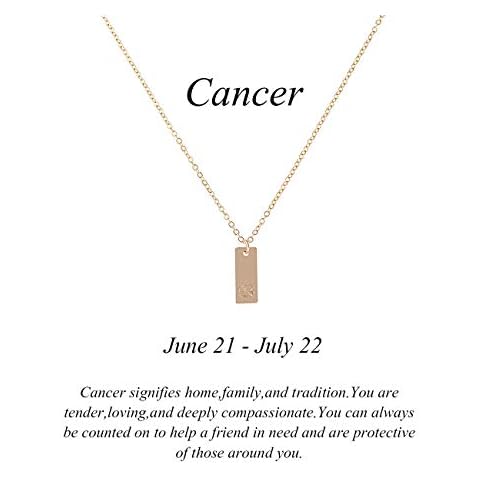 LANG XUAN Message Card 12 Zodiac Necklace Woman Constellations Sign Tag Pendant Necklace Birthday Gifts Jewelry (F：Cancer (22 Jun - 22 Jul)) Cover