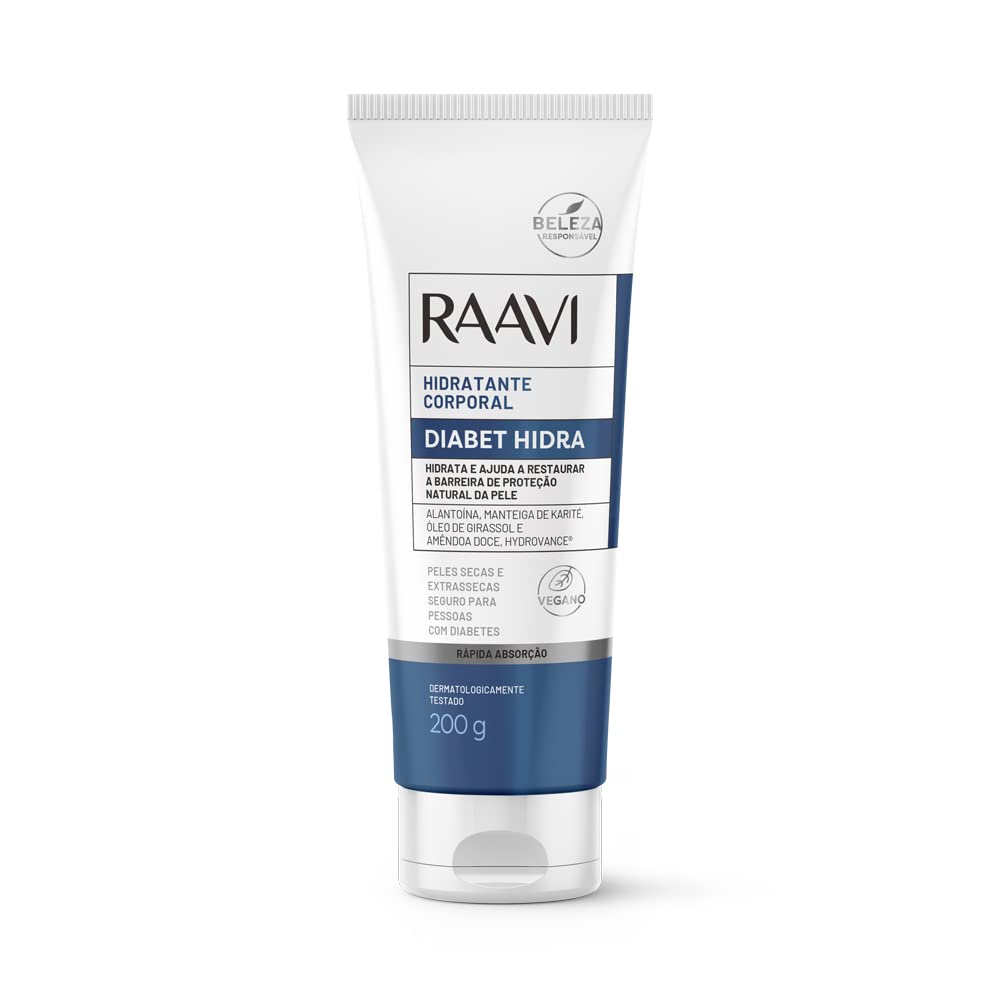 RAAVI Diabet Hidra Body Moisturizer - 200g, Deep Hydration for Dry Skin, Safe for Diabetics, Allantoin, Shea Butter & Almond Oil, Paraben-Free, 92% Natural
