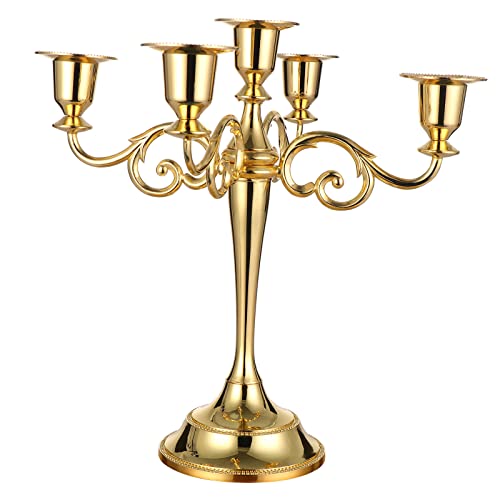 Kerzenhalter 5 Arme Metall Kerzenständer für Spitzkerzen, Vintage Kandelaber Dekorativer Kerzenhalter für Hochzeit Kerzenlicht Dinner Party Tischplatten Heimdekoration Cover