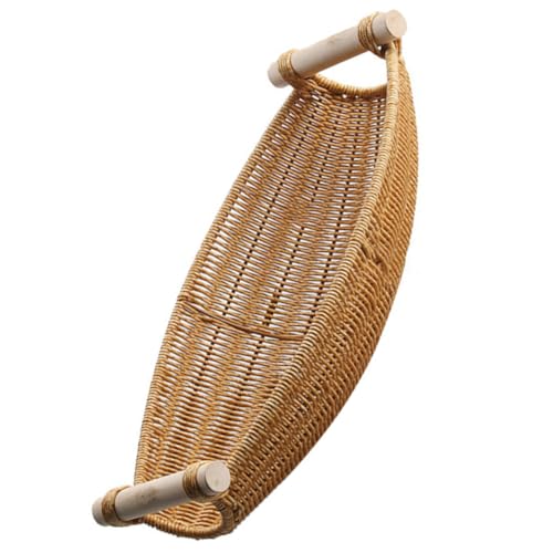 Garneck Imitation Rattan Fruit Bowl Candy Containers Kitchen Baskets Bread Serving Basket Woven Baskets for Organizing Woven Storage Baskets Coffee Table Tray Basket for Home Pp re-usable