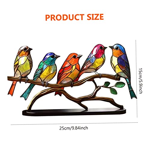 Oiseaux en acrylique sur branche statuettes haut de gamme pour buffet