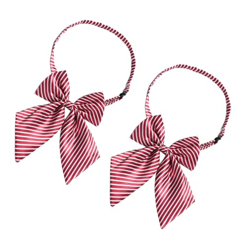 Veemoon 2pcs Adjustable Red and White Stripe Bow Ties for Graduation Stylish Accessories for Men and Women Photo Props for Graduation Suits and Celebrations