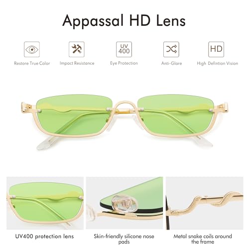 Y2K Snake Sunglasses for Women Men Narrow Rectangular Y2k Chic Sunnies AP3649
