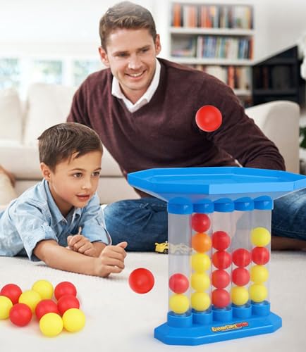 Bouncing Ball Tischspiel, Vier Gewinnt Spiel Hüpfball, 2024 Neues Bounce Off Game,Jumping Ball Tabletop Ping Pong Spielballspiel, 4 Shots Desktop Bouncing Toy für Kinder Familie und Party