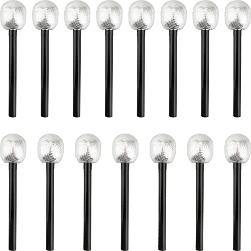 Haconba Confezione da 15 microfoni giocattolo microfono palcoscenico accessorio microfono falso microfono glitter argento per cosplay gioco rock star accessori prop karaoke compleanno festa a tema