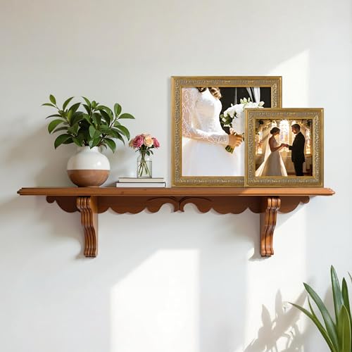 Image of VIOLABBEY 8x8 Picture Frames Gold, Vintage Square Frame Ornate without Mat | Antique Photo Frame, Wall Hanging or Tabletop Display, HD Plexiglass, Wall Decor