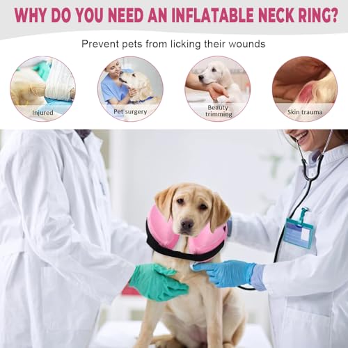 HMCEY Aufblasbare Halskrause Hund Katze,Hundekragen Leckschutz Weich,Kragen Hunde Nach Op Mit Verstellbarer Klettverschluss,Schutzkragen Hunde Halskragen Katze,Inflatable Dog Collar für Genesung