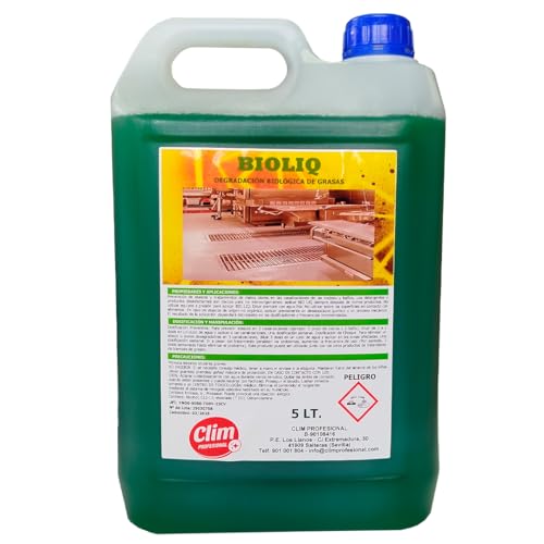 Clim Profesional Desatascador Biológico Enzimático Perfumado para Eliminación y Limpieza de Grasas y Materia Orgánica que Producen Atascos. 5 litros