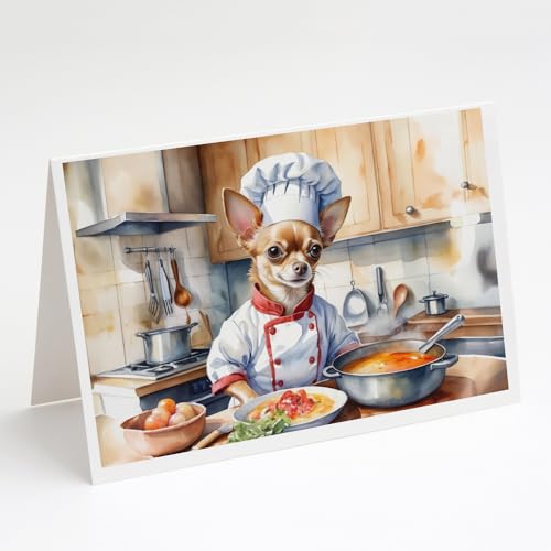 Caroline's Treasures Chihuahua The Chef Greeting Cards Pack of 8 Blank Cards with Envelopes Whimsical A7 Size 5x7 Blank Note Cards