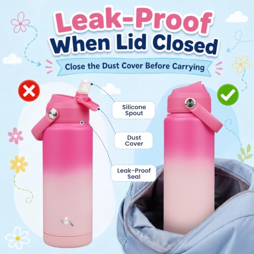 Image of Konokyo 24 oz Insulated Stainless Steel Sports Water Bottle with Straw Lid