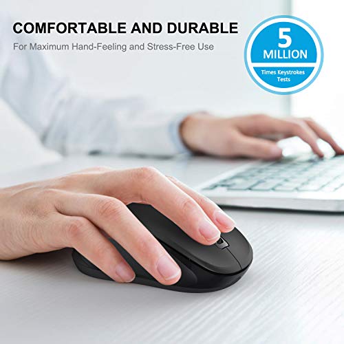 Wisfox 2.4G Wireless Mouse For Laptop, Ergonomic Computer Mouse With Usb Receiver And 3 Adjustable Levels, 6 Button Cordless Mouse Wireless Mice For Windows Mac Pc Notebook (Black) #TOP2