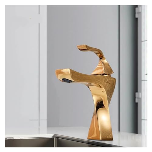 Mitigeur de cuisine en laiton or chromé au design moderne - 4