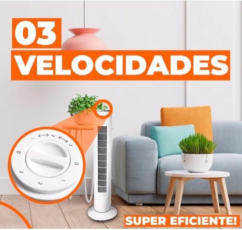 CIRCULADOR DE AR TORRE VERTICAL EM COLUNA SILENCIOSO AIR SILENCE BRANCO VENTILADOR VERSATIL COM 3 VE